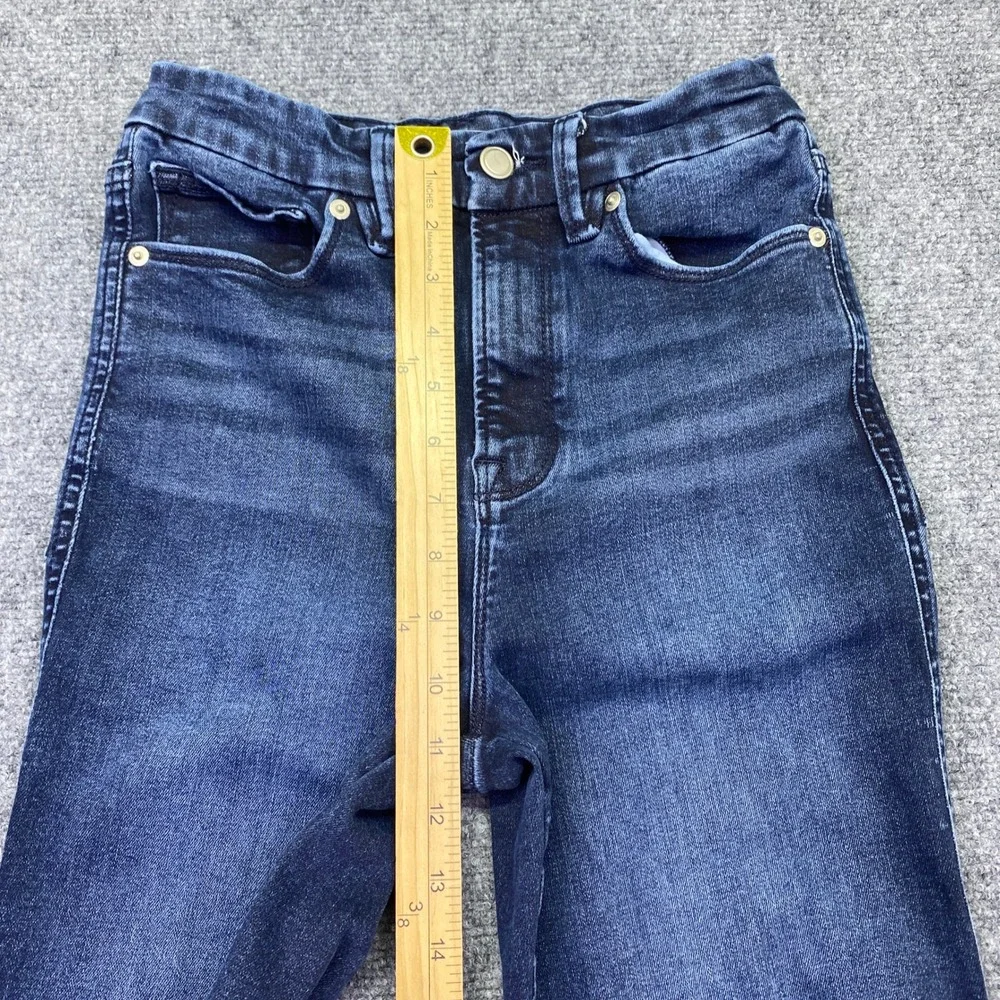 Good American Good Curve Straight Jeans Dark Wash Super High Rise 00-4 Grunge